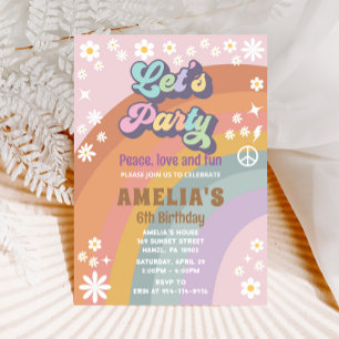 Groovy let's party birthday invitation