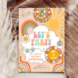 Groovy Let's Party Retro 70s Rainbow Birthday Invitation<br><div class="desc">Retro Birthday themed invitation for your perfect celebration.</div>