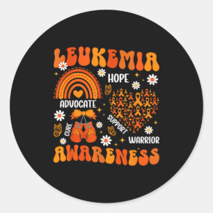 Groovy Leukaemia Awareness Month Leukaemia Warrior Classic Round Sticker