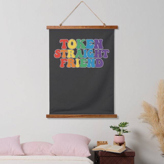 Groovy LGBT Pride Token Straight Friend Hanging Tapestry (Bedroom)