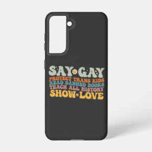 Groovy LGBT Say Gay Protect Trans Kids Read Books Samsung Galaxy Case