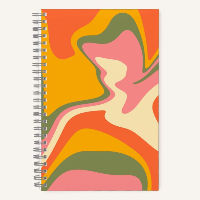 Groovy Liquified Marble Retro 60s Vintage Car Notebook (Front)