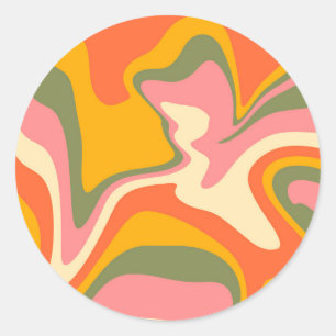 Groovy Liquified Marble Retro 60s Vintage Party Classic Round Sticker