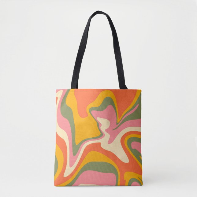 Groovy Liquified Marble Retro 60s Vintage  Tote Bag (Front)