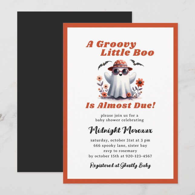 Groovy Little Boo Almost Due Baby Shower  Invitation (Front/Back)