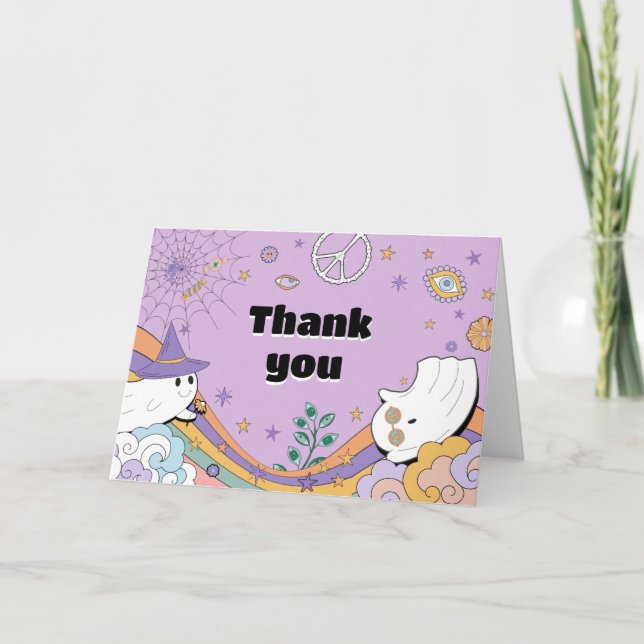 Groovy Little Boo Baby Shower  Thank You Card (Front)