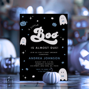 Groovy Little Boo Boy Halloween Baby Shower Ghost  Invitation