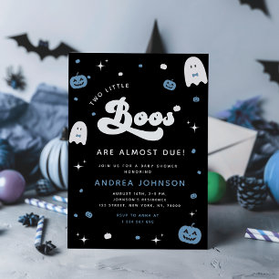 Groovy Little Boo Boy TWINS Halloween Baby Shower Invitation