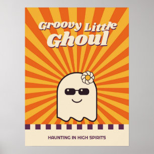 Groovy Little Ghoul Retro Halloween Poster