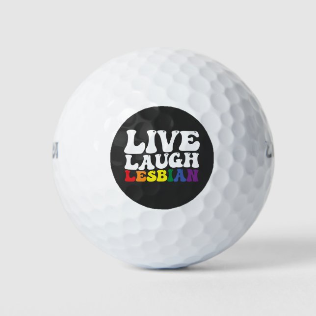 Groovy Live Laugh Lesbian LGBT Pride Golf Balls (Front)