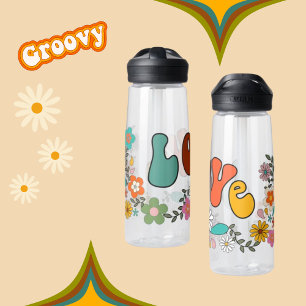 Groovy LOVE flower power 70's inspired Water Bottle