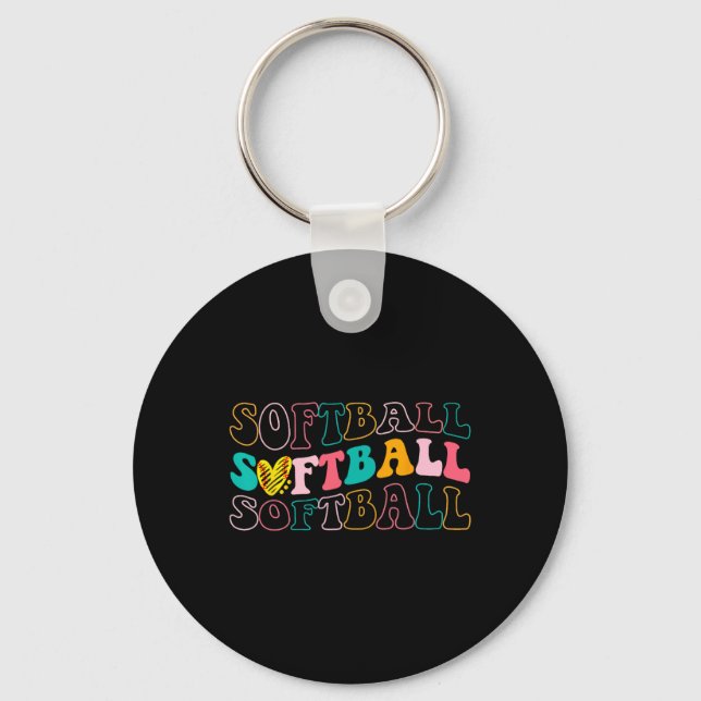 Groovy Love Heart Softll Player Funny Softll Sell  Key Ring (Front)