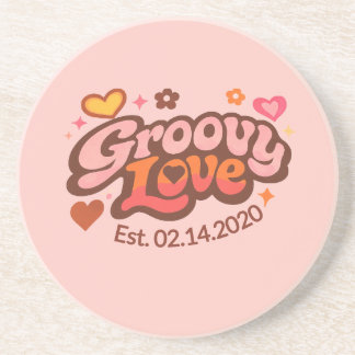 Groovy Love Personalized Valentine’s Gift Retro Coaster