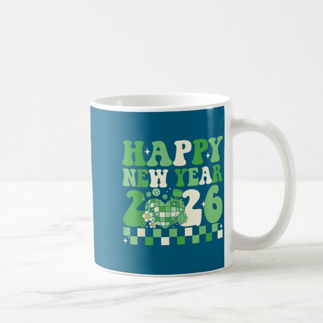 Groovy Lucky Happy New Year 2026 Disco Ball Women  Coffee Mug (Right)