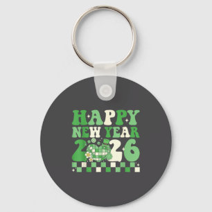 Groovy Lucky Happy New Year 2026 Disco Ball Women  Key Ring