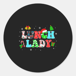 Groovy Lunch Lady Christmas Matching Xmas Lunch La Classic Round Sticker