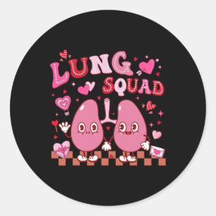 Groovy Lung Squad Respiratory Therapist Valentine' Classic Round Sticker