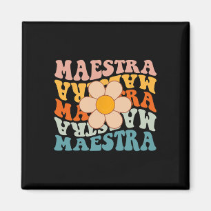 Groovy Maestra Spanish Teacher Ck To School Retro Magnet