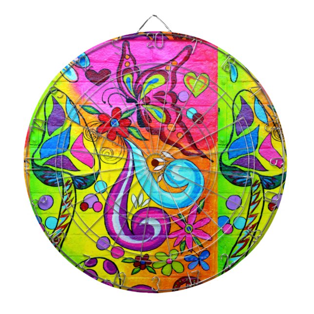 groovy magic mushroom and butterfly dartboard (Front)
