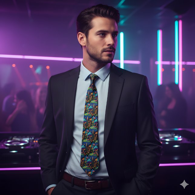 Groovy Magic Mushrooms - Retro Art Neck Tie (Creator Uploaded)