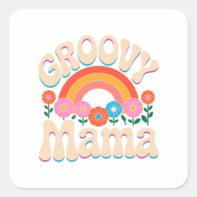 Groovy Mama Boho Vibes Square Sticker (Front)