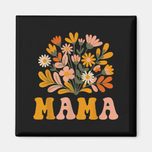 Groovy Mama Floral Garden Illustration Cute Retro Magnet