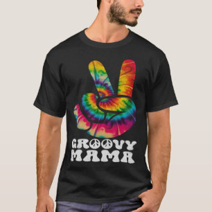 Groovy Mama Hand Peace Sign Hippie Tie Dye T-Shirt