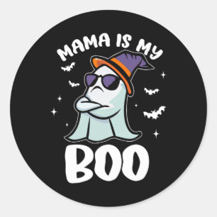 Groovy Mama Is My Boo Halloween Toddler Boys Girls Classic Round Sticker