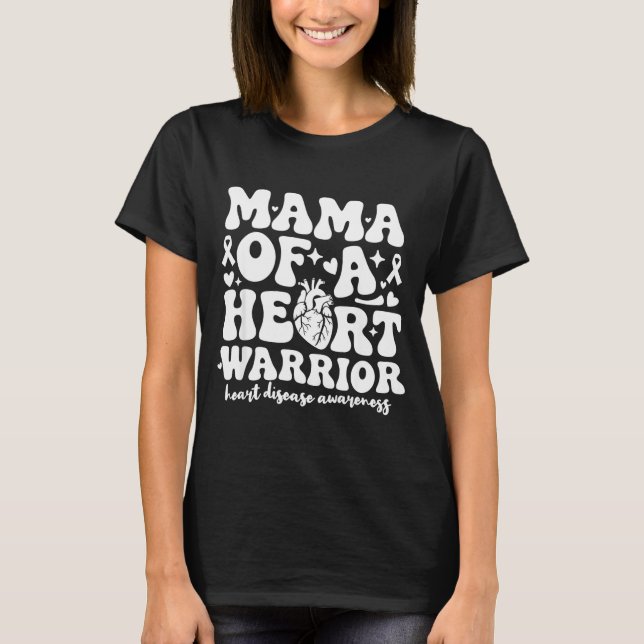 Groovy Mama Of A Heart Warrior Chd Awareness Heart T-Shirt (Front)
