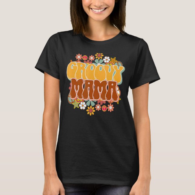 Groovy Mama Retro Daisy Hippie Positive Mind Mum L T-Shirt (Front)