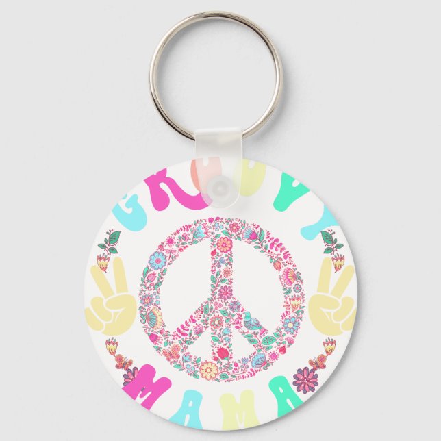 groovy mama, retro, vintage key ring (Front)