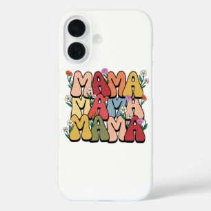 Groovy "Mama" with Wildflowers iPhone 16 Case