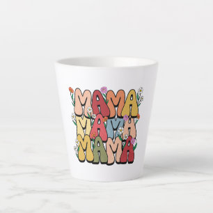 Groovy "Mama" with Wildflowers Latte Mug
