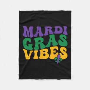 Groovy Mardi Gras Vibes Carnival Beads Funny Mardi Fleece Blanket