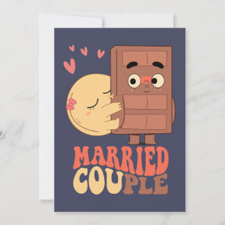 Groovy Married Couple Pancake Chocolate Love Invitation