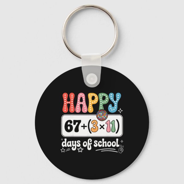Groovy Math Equation 100th Day Teacher 100 Days Of Key Ring (Front)
