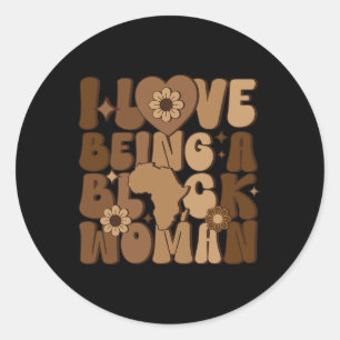 Groovy Melanin Black History Month African America Classic Round Sticker