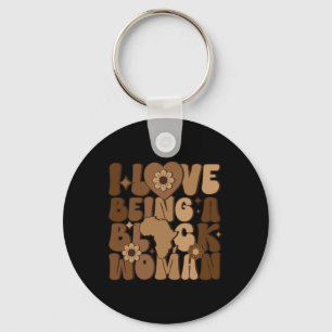 Groovy Melanin Black History Month African America Key Ring