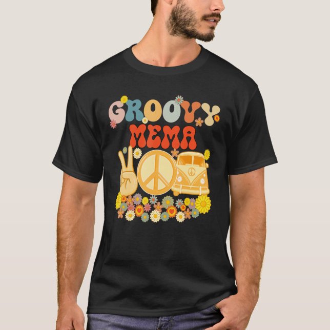 Groovy Mema Retro Matching Family Baby Shower Moth T-Shirt (Front)