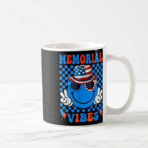 Groovy Memorial Day Vibes American Flag Patriotic  Coffee Mug