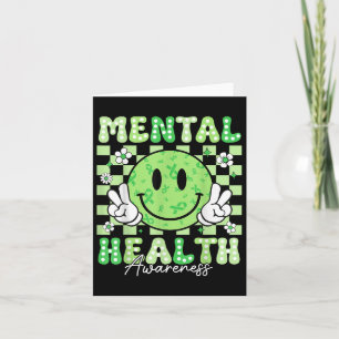 Groovy Mental Health Awareness Funny Smile Face Bo Card