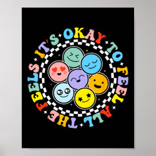 Groovy Mental Health Awareness It's Ok To Feel All Poster