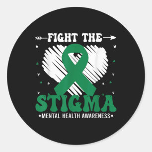 Groovy Mental Health Awareness Month Fight The Sti Classic Round Sticker