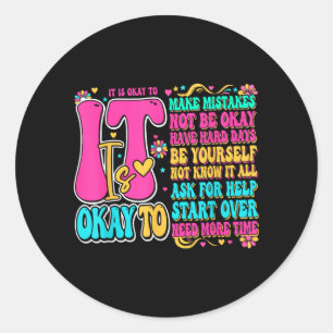 Groovy Mental Health Inspirational Therapist Women Classic Round Sticker
