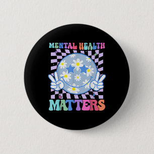 Groovy Mental Health S Flower Autism Smile Face 6 Cm Round Badge