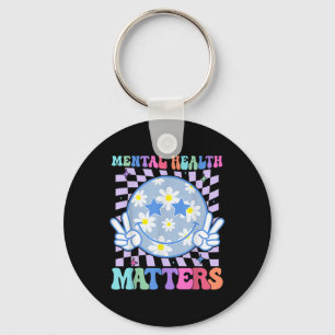Groovy Mental Health S Flower Autism Smile Face Key Ring