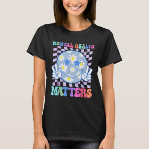 Groovy Mental Health S Flower Autism Smile Face T-Shirt