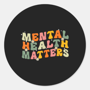 Groovy Mental Health S Human Brain Illness Awarene Classic Round Sticker