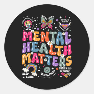 Groovy Mental Health S Human Brain Illness Awarene Classic Round Sticker