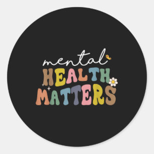 Groovy Mental Health S Human Brain Illness Awarene Classic Round Sticker